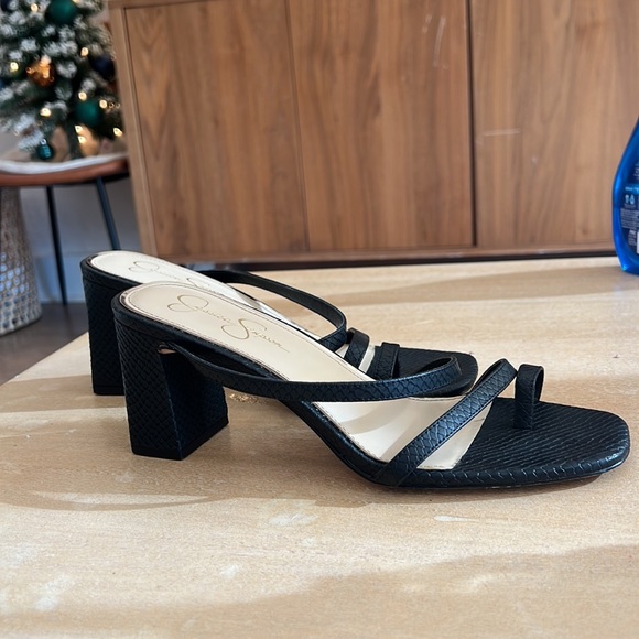 Black croc strappey mules - Picture 3 of 5